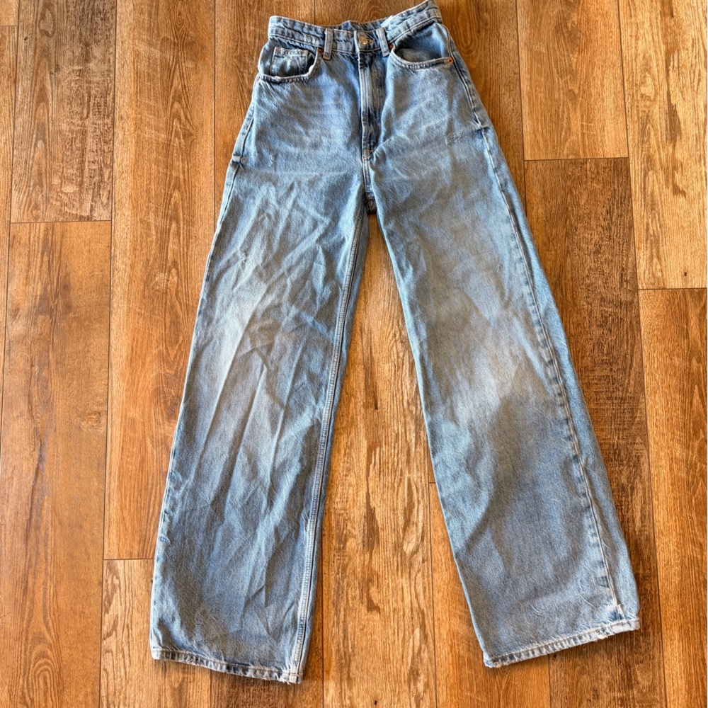 Zara TRF High Rise Extra Wide Leg Jeans